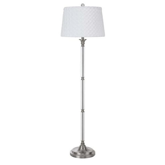 60 in. Traditional Shaped Floor Lamp with White Square Shade, Nickel