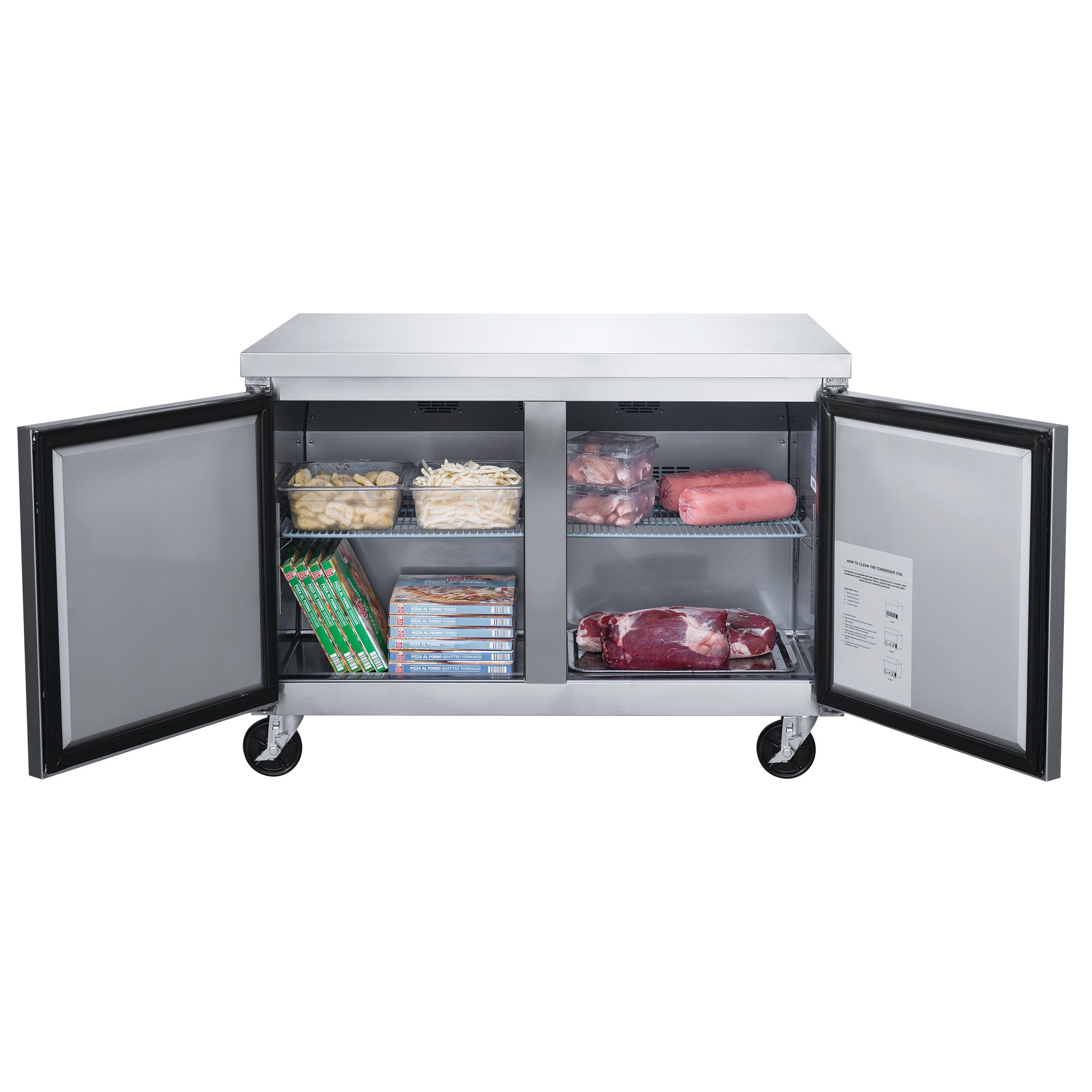 60 in. Two Door Commercial Undercounter Freezer in Stainless Steel 15.
