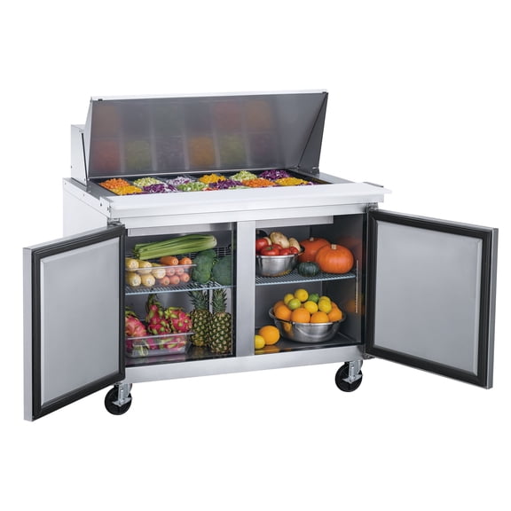 60 in. Two Door Sandwich Prep Table Commercial Stainless Steel Refrigerator 14.33 cu. ft.