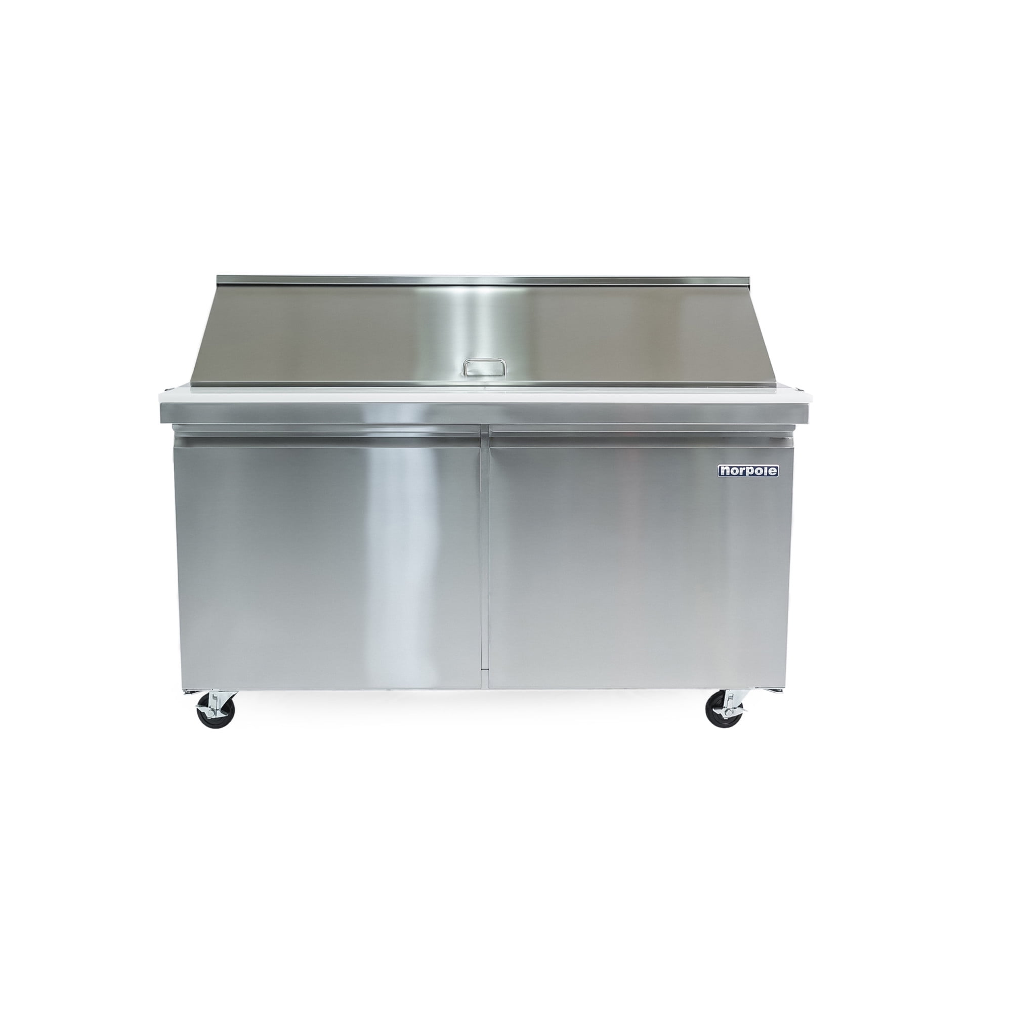 Norpole 60 in. W 15 cu. ft. 2-Door Mega Top Prep Table Commercial Refrigerator in Stainless Steel in Stainless Steel