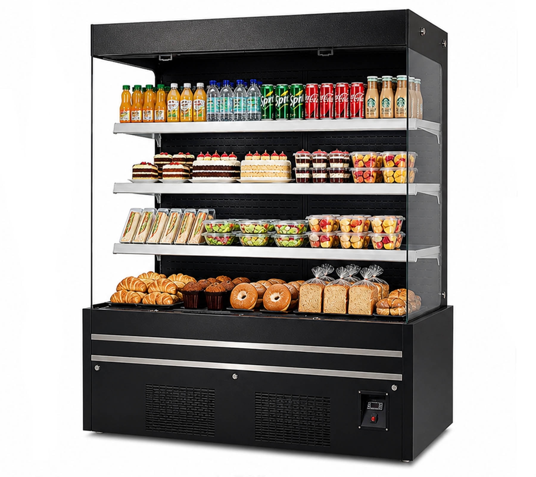 60 in W 34 Cu. ft. Commercial Open Air Display Merchandiser Refrigerator, Vertical Grab & Go Refrigerated Showcase, Black, ETL Certified