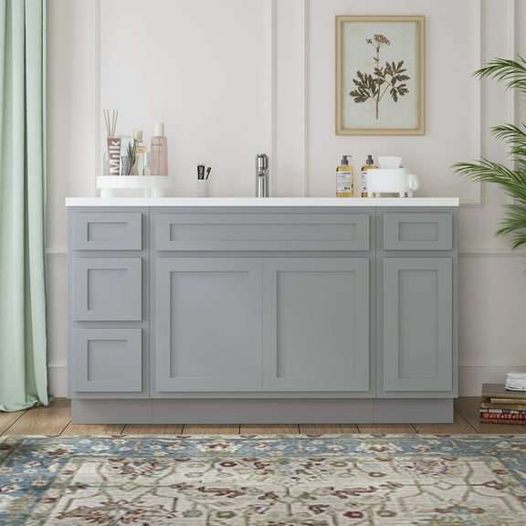 60 in. W x 21 in. D x 32.5 in. H Bath Vanity Cabinet without Top in Gray