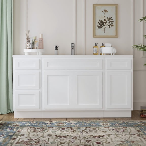 60 in. W x 21 in. D x 32.5 in. H Bath Vanity Cabinet without Top in White