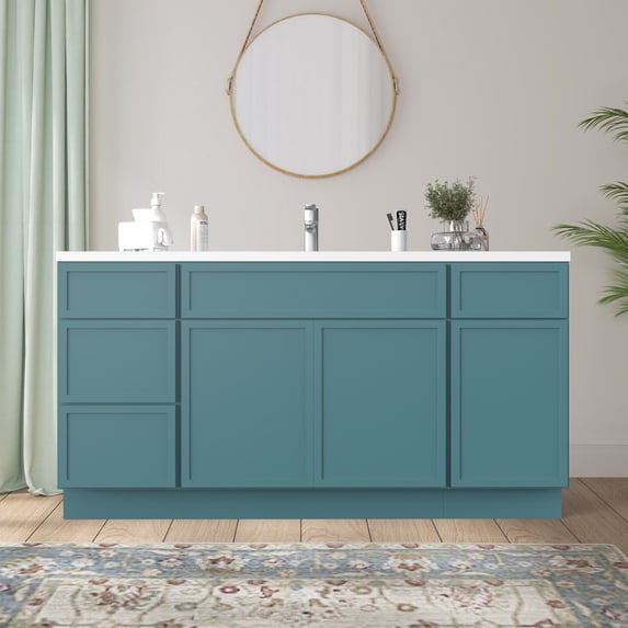 60 in. W x 21 in. D x 32.5 in. H Freestanding Bathroom Vanity Cabinet without Top in Sea Green