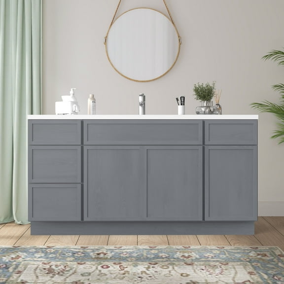60 in. W x 21 in. D x 32.5 in. H Freestanding Bathroom Vanity Cabinet without Top in Smoky Gray