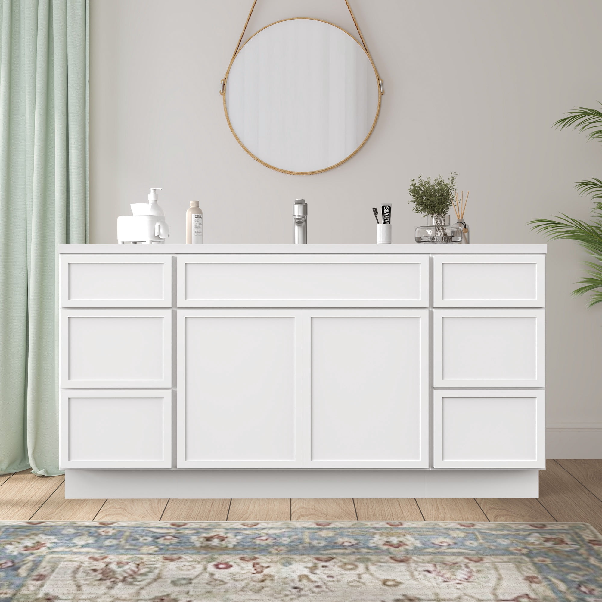 60 in. W x 21 in. D x 32.5 in. H Freestanding Bathroom Vanity Cabinet