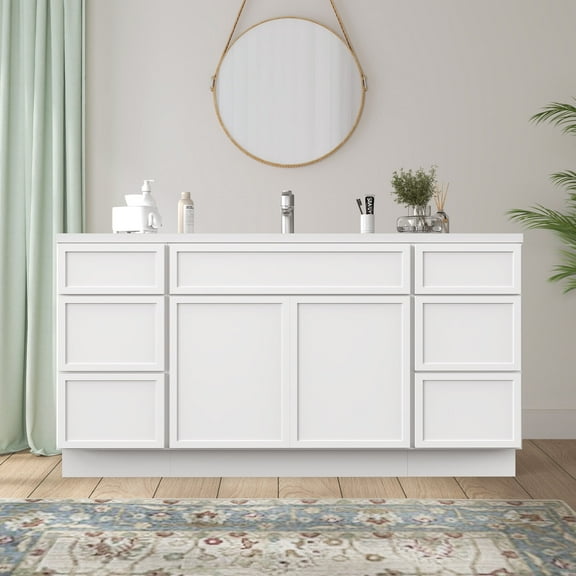60 in. W x 21 in. D x 32.5 in. H Freestanding Bathroom Vanity Cabinet without Top in White