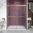thumbnail image 1 of 60 in. W x 76 in. H Double Sliding Frameless Shower Enclosure With Clear Glass in Brushed Gold, 1 of 4
