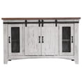thumbnail image 1 of 60 in. White Solid Wood Cabinet Enclosed Storage Distressed TV Stand, 1 of 1