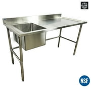 60 in. Work Table, Stainless Steel Work Table Commercial Kitchen Sink, Work Table with Sink NSF