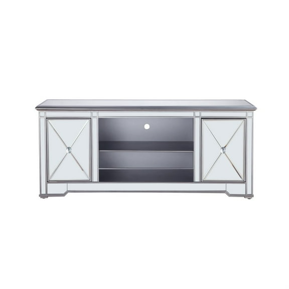 60 in. mirrored TV stand in antique silver