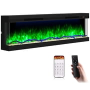 60 inch 3 Sided Electric Fireplace with Touchscreen, APP & Remote Control, Smart Build-in Fire Places Heater 1500W with Multi-Color Flames, Cracking Sound, Timer