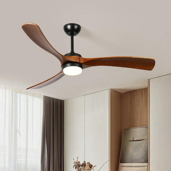 60-inch 3-blade Solid Wood Ceiling Fan Light Modern Light Fan With Remote Control  Whisper Quiet Performance Designed To Be Mounted Anywhere