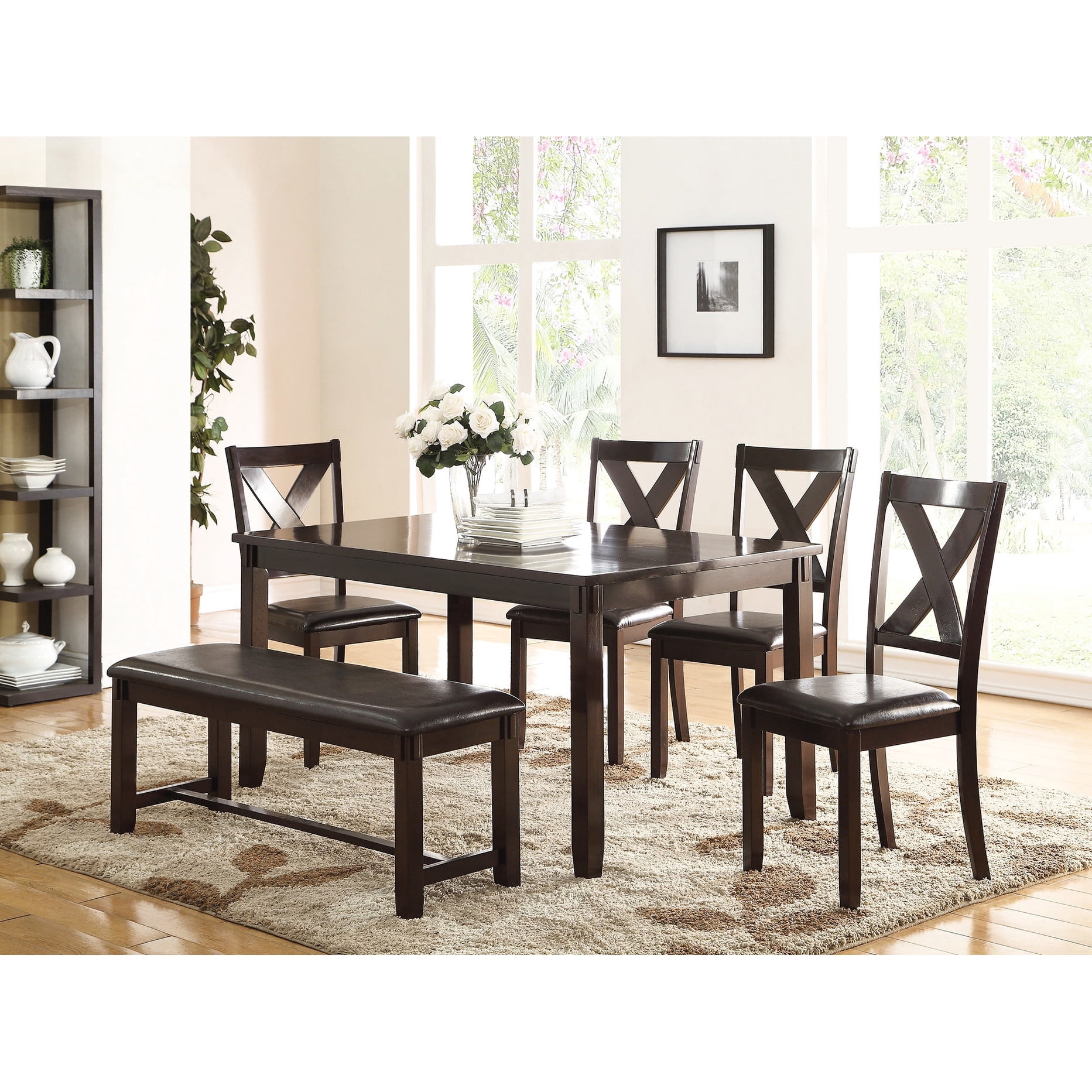60-inch Dining Table Set+Bench Included”-“Large Family Gatherings