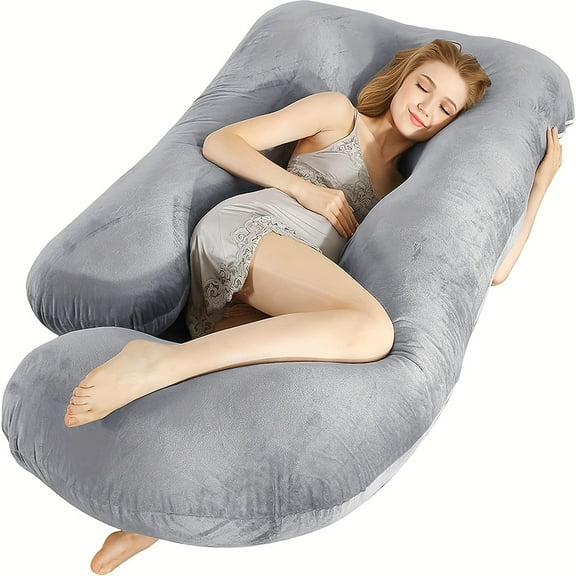 [60-inch J-Shaped Maternity Pillow] 60-inch J-Shaped Full Body Maternity Pillow | Ergonomic Full Body Support for Back, Leg, Tummy | Soft Pregnancy Pillow for Side Sleepers, Lightweight, Durable