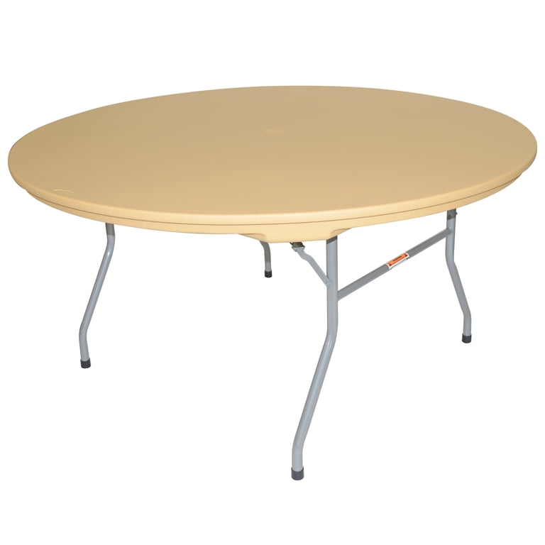 Rhino Brand Axles 60 inch Round Folding Table with Umbrella Hole