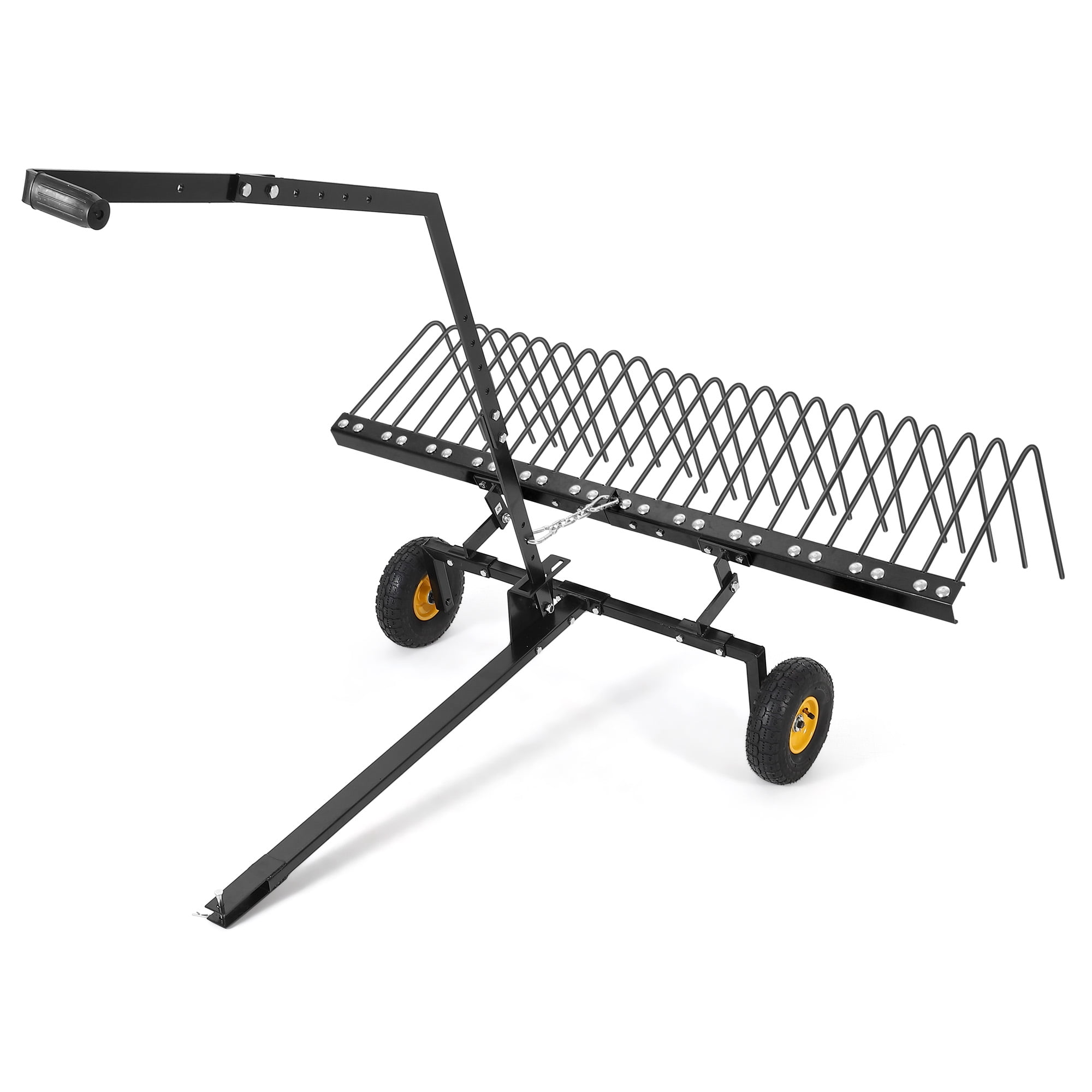 60-inch Tow Behind Dethatcher, 24 Durable Spring Steel Tines Lawn Dethatcher, Garden Grass Tractor Rake Removes Thatch from Large Lawns, Riding Lawn Mower Attachments for Outdoor Yard Tools Lawn Care