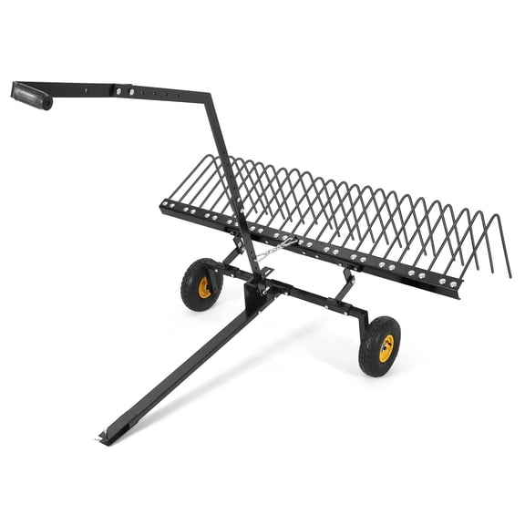 60-inch Tow Behind Dethatcher, 24 Durable Spring Steel Tines Lawn Dethatcher, Garden Grass Tractor Rake Removes Thatch from Large Lawns, Riding Lawn Mower Attachments for Outdoor Yard Tools Lawn Care