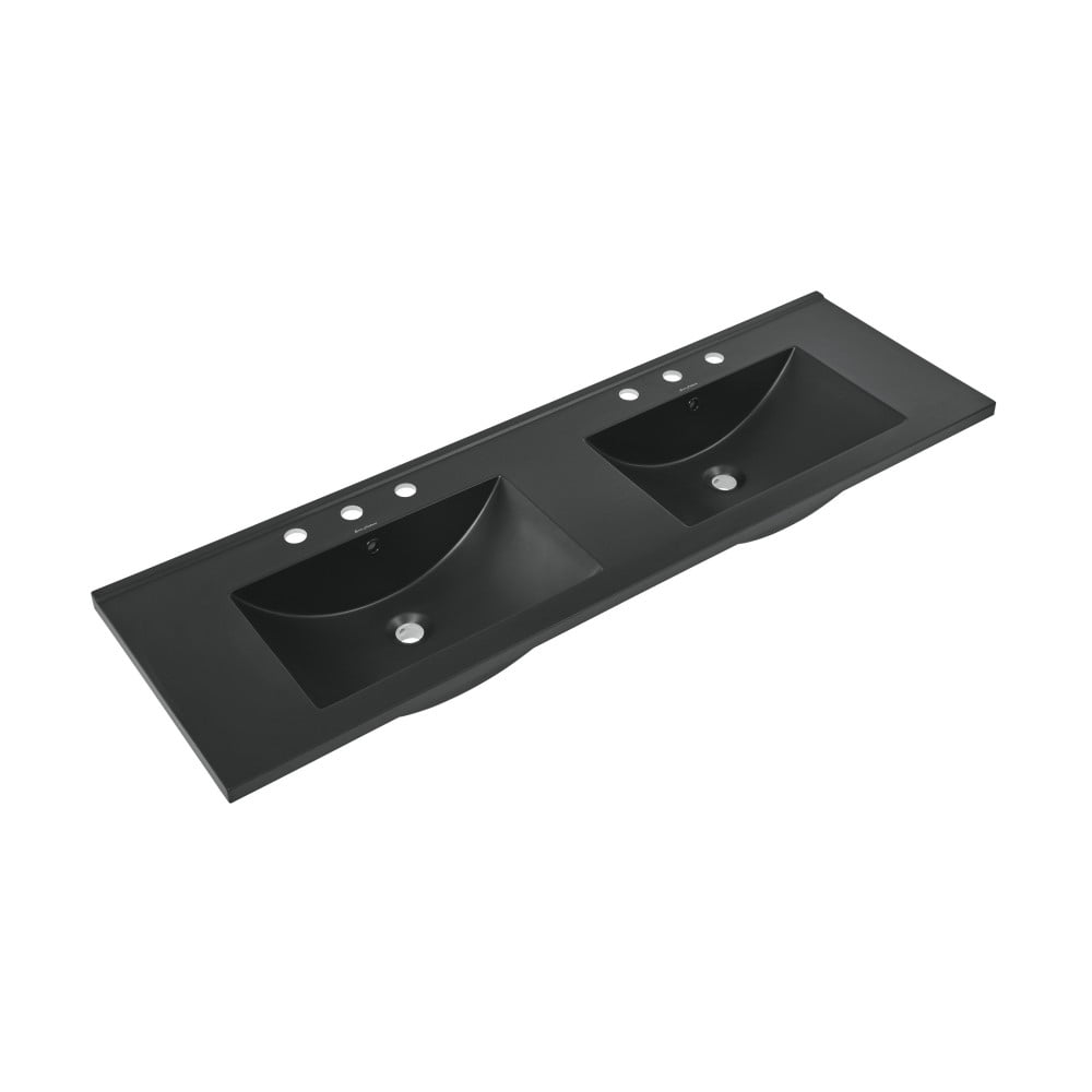 Matte Black Ceramic Double Vanity Top Bathroom Sink