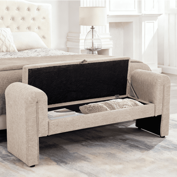 60-inch storage entryway bench, for Bedroom/Living Room, Expansive Seating, Comfortable Design, Modern Minimalist Style