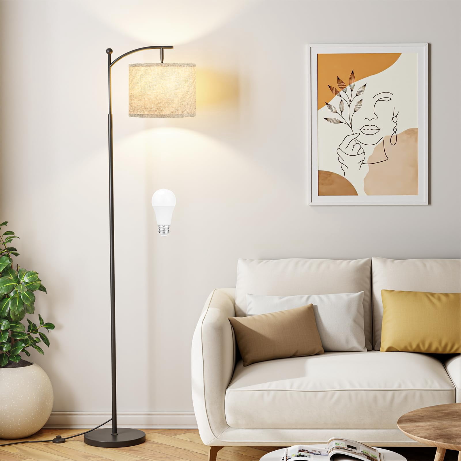 60 inches Grey & Black Floor Lamp for Living Room Bedroom Office Classroom Dorm