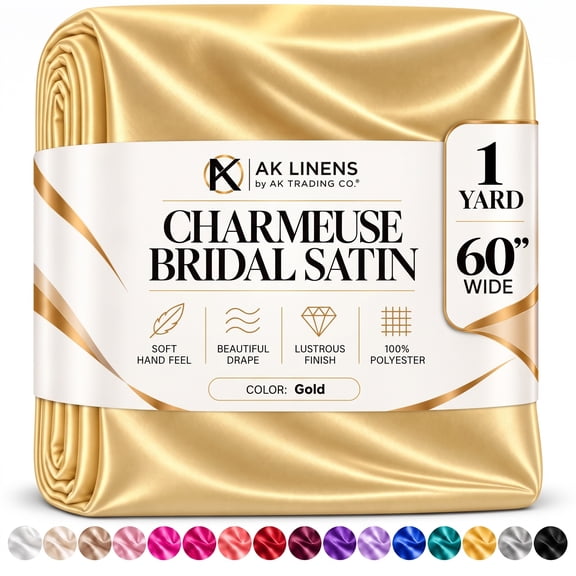 60" inches Wide - by The Yard - Charmeuse Bridal Satin Fabric for Wedding, Apparel, Crafts, Decor, Costumes (Gold, 1 Yard)