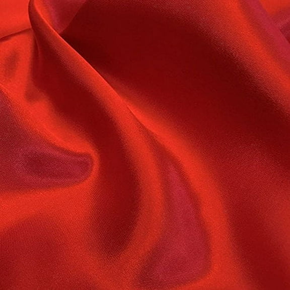 60" inches Wide - by The Yard - Charmeuse Bridal Satin Fabric for Wedding, Apparel, Crafts, Decor, Costumes (RED, 5 Yards)