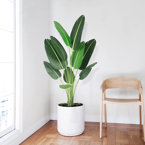 60 inchs Artificial Tree Bird of Paradise with 10 Trunks, 5 Feet Faux Plant Fake Banana Tree Plant with Pot for Home, Decor, Indoor, Outdoor, Living Room, Office-1Pack