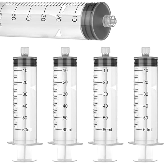 60 ml Luer Lock Syringe for Liquids, Syringe with Cap, 10 Pack Individually Wrapped