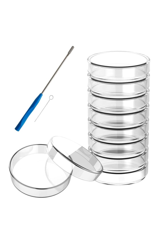 60 mm Glass Petri Dishes with Lids 10 Pcs Autoclavable Lab Petri Plates with A Inoculation Loop