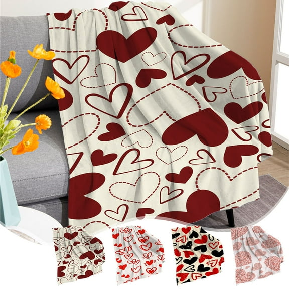 Up to 60% off! Clearance Light Quilt Queen Size Valentine's Day Blanket Love Flannel Blanket Flannel Digital Printing Conditioning Blanket Nap Cover Blanket 29.52x39.37in