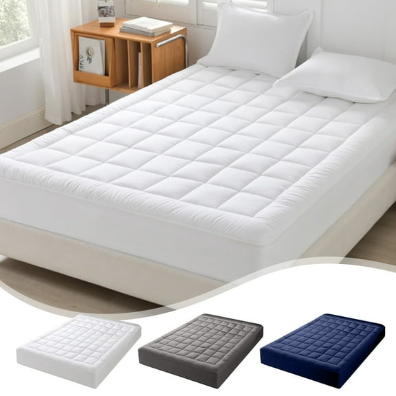 Up to 60% off! Quilts for Queen Bed Clearance Double Layer Mattress Topper Cotton Top Fitted Mattress Cover Pocket Mattress Pad Protector Soft Noiseless Mattress Pad