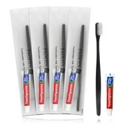 60 pack Disposable Toothbrush with Toothpaste Set,Black Toothbrush with 10g Toothpaste Individually Wrapped Travel Toothbrush Kit in Bulk Toiletries for Adults,Hotel,Homeless,Nursing Home,Charity
