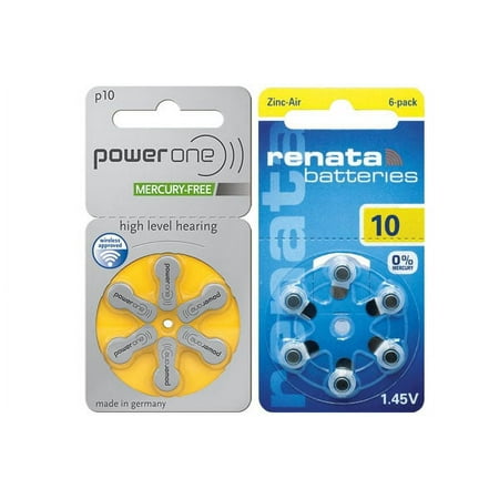 60-pack Size P10 PowerOne + 60-pack Size 10 Renata Hearing Aid Batteries