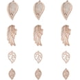 thumbnail image 1 of 60 pcs 4 Shapes Leaf/Wing Undyed Hollow Wood Big Pendants for Earring Necklace Jewelry DIY Craft Making Tree Ornaments Hanging Ornament Decorations Wheat Color, 1 of 7