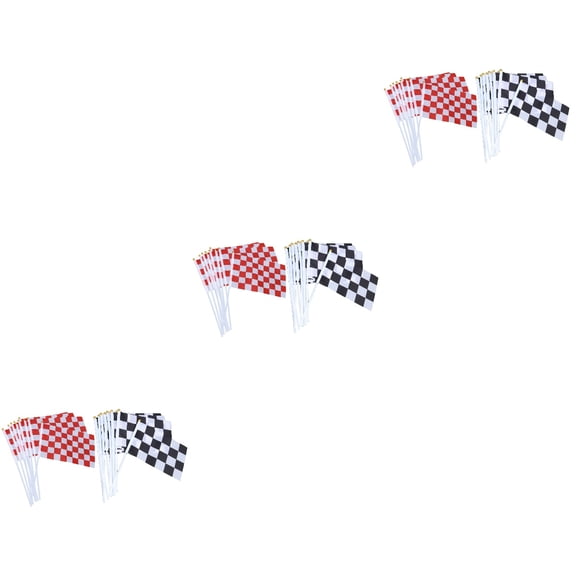 60 pcs Checkered Racing Flags with Stick Mini Hand Held Race Car Flags Race Car Party Decorations Supplies Festival Events Celebration (Black & White, Red & White)