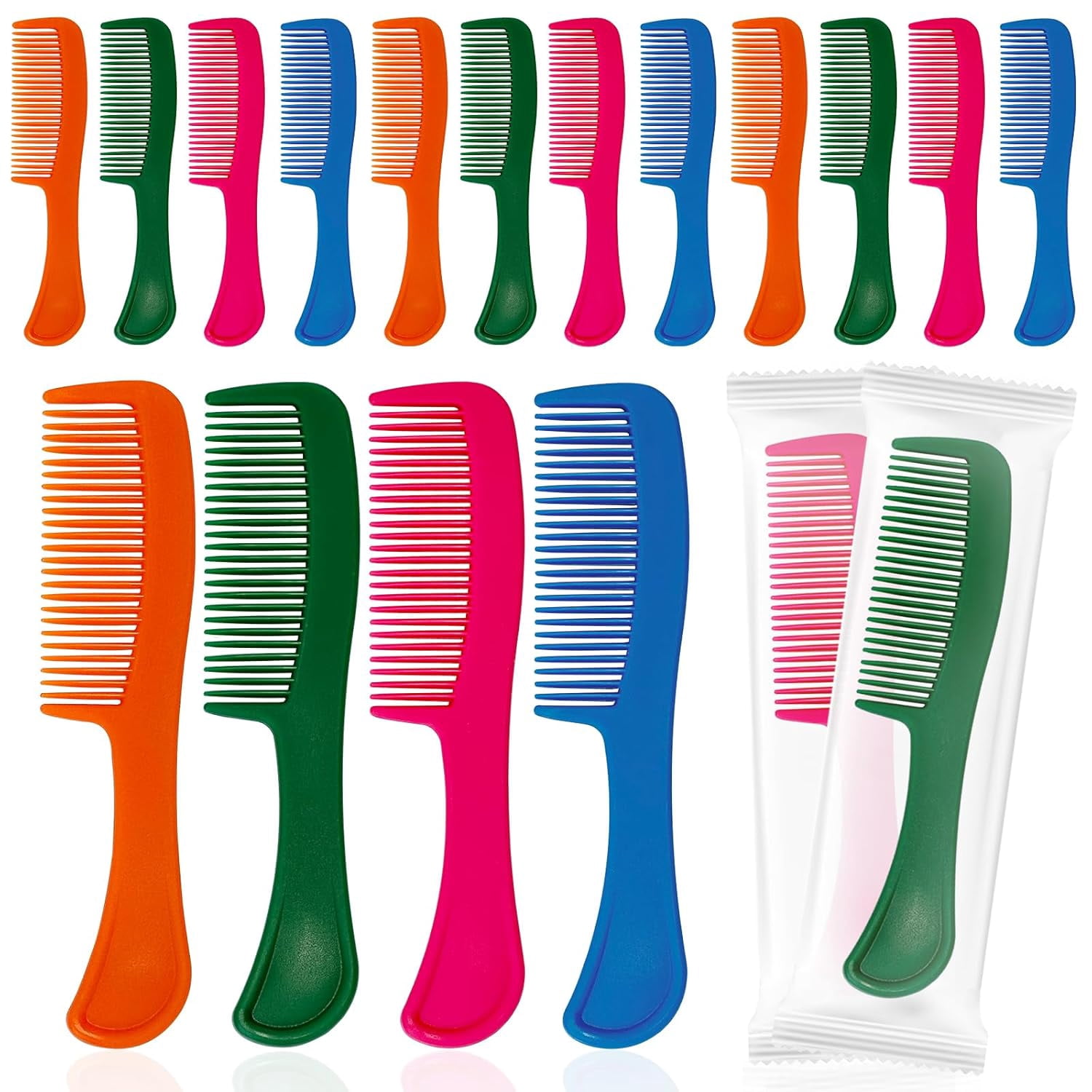 60 pcs Combs In Bulk Individually Wrapped, 4 color Pocket Hair Combs ...