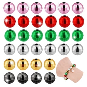 60 pcs Disco Ball Beads 6 colors 10mm Reflective Faceted Mirrorball Bead Acrylic Mini for Crafts Bracelet Necklace Earring DIY Jewelry Making Acrylic Disco Ball Round Loose Spacer Beads