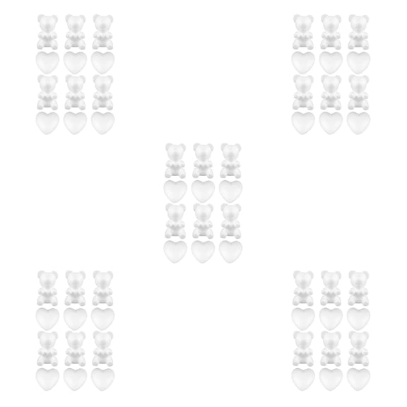 60 pcs Foam Animals Heart Diy Bear Foam Bears For Flowers Diy Wedding Foams Crafts Foam Animal Model Diy Crafts Supplies Decorative Foams Craft Heart Model