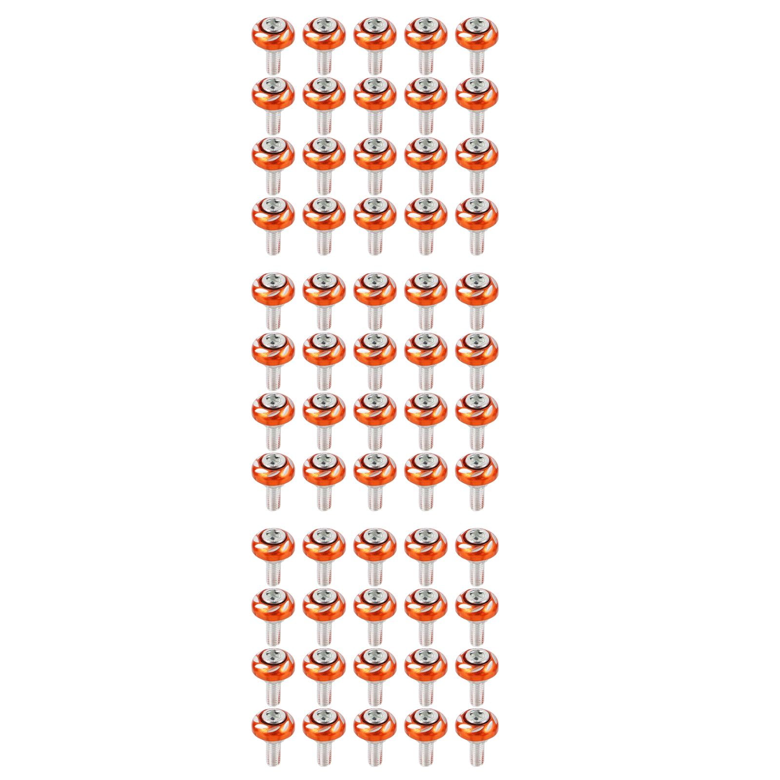 60 pcs License Plate Screws Aluminium Alloy License Plate Frame Screws for Motorcycle 6mm Orange