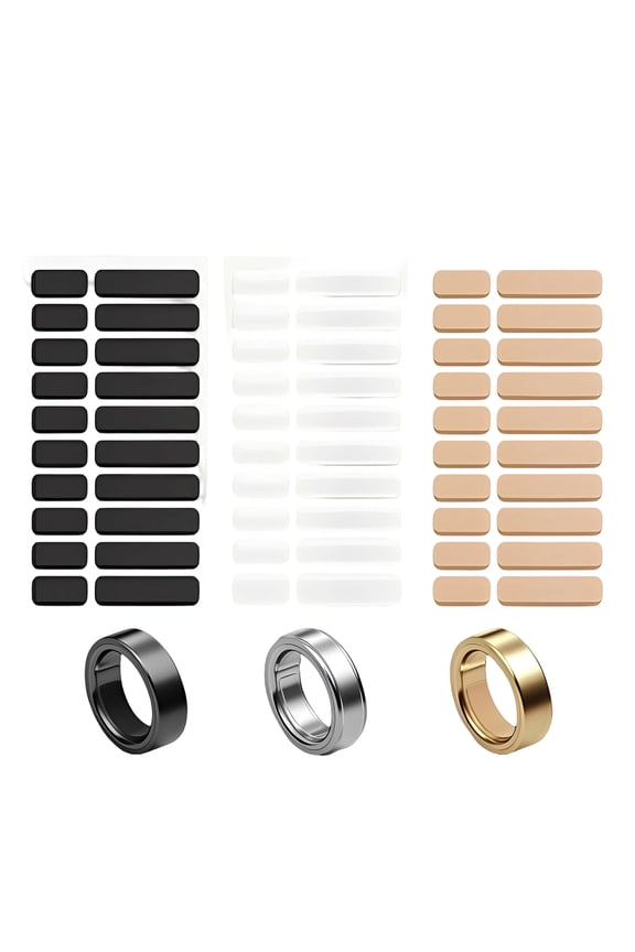 60 pcs Rings Size Adjuster, Silicone Invisible Ring Size Adjuster for Loose Rings Compatible(Black+White+Skin,60 pieces totally)