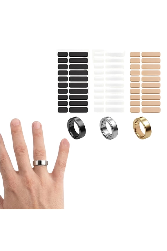 60 pcs Rings Size Adjuster, Silicone Invisible Ring Size Adjuster for Loose Rings Compatible(Black+White+Skin,60 pieces totally)