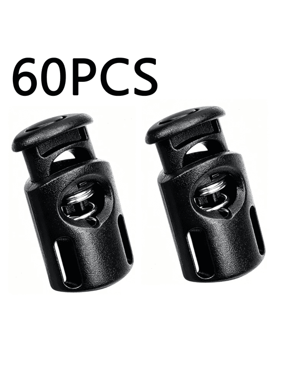 60 Pack Plastic Cord Stoppers, Replacement Fastener for Drawstrings, Shoelaces, Sweatpants and Hoodies