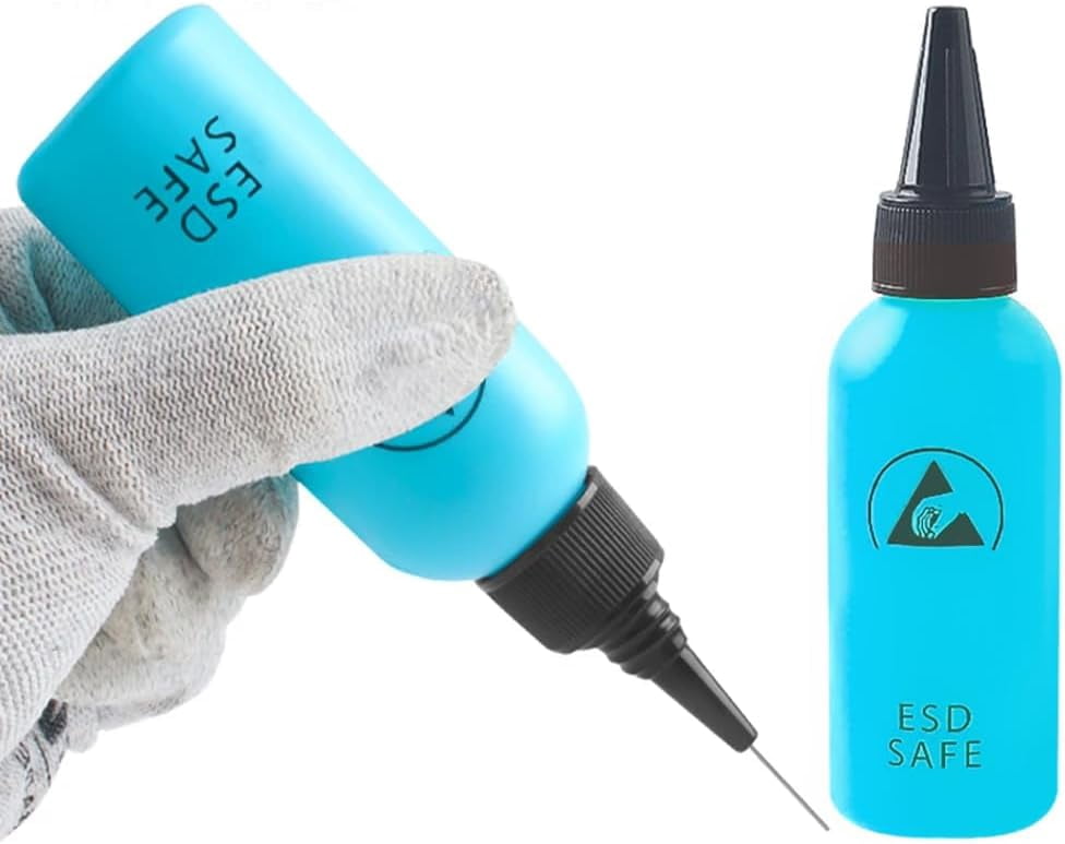 60 plastic extrusion bottles precision needle tip extrusion bottle anti-static solvent bottle with 1 needle dispenser for loading glue adhesive liquid soldering flux hand bottle repair, blue
