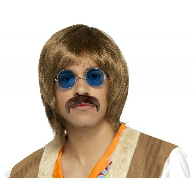 1960's Hippie Kit Adult Brown Long Wig 1960's Hippie Kit Adult Brown Long Wig
