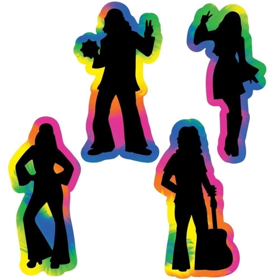 60's Hippie Silhouette Cutouts 4 Per Pack