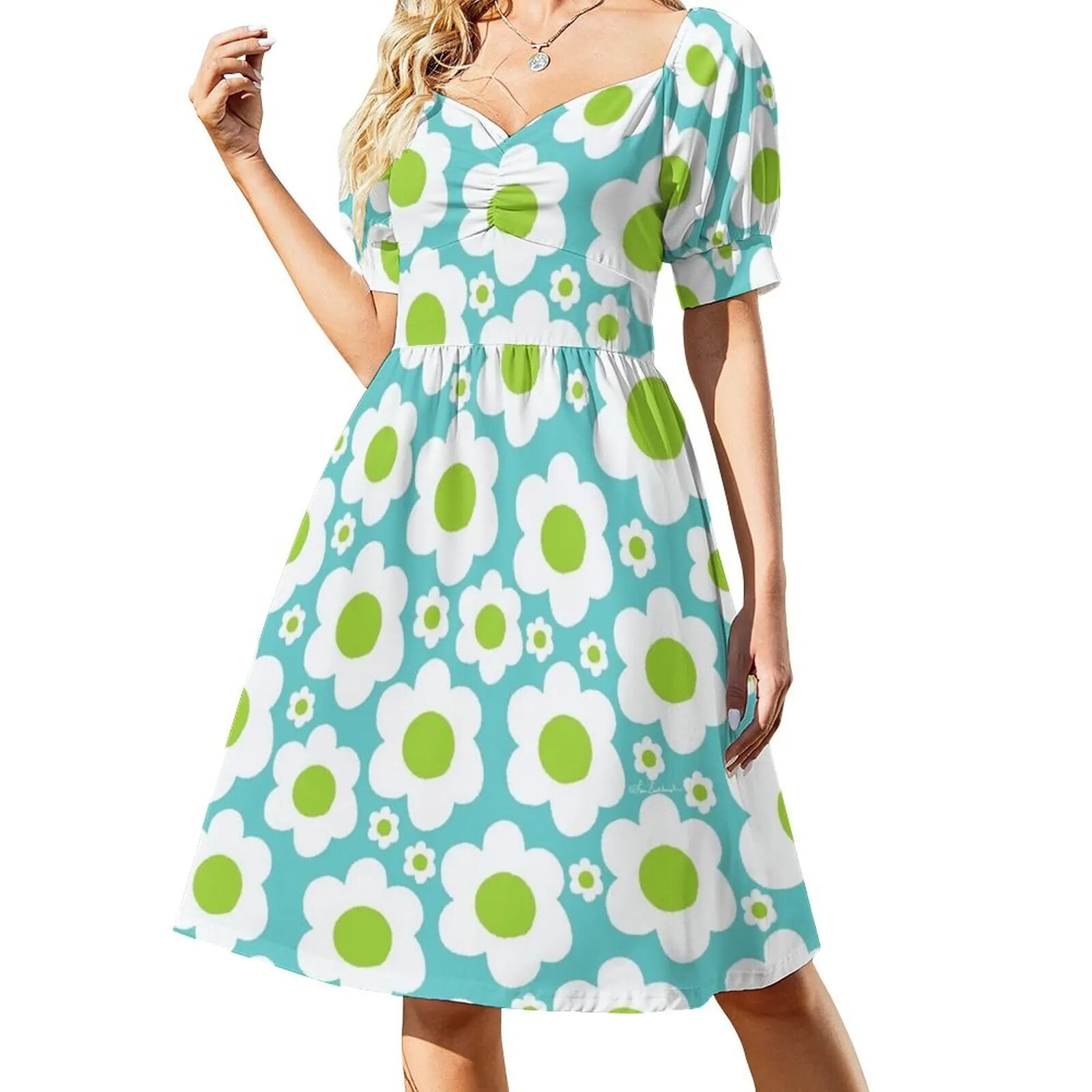 60's Pop Flower Dress Dance Dresses Clothing Female Female Dress 