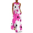 thumbnail image 1 of 60's Retro Pop Small Flowers in Hot Pink and White Black Long Dress luxury woman evening dress women long dresses Dress, 1 of 6