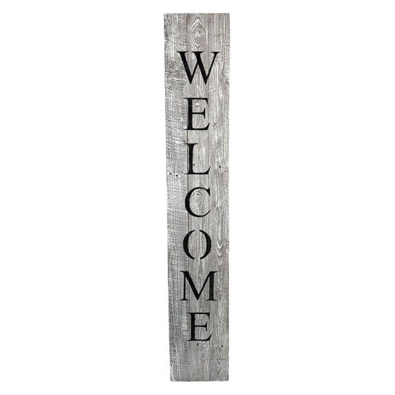 60 x 10.25 x 1.38 in. Rustic White Wash Front Porch Welcome Sign