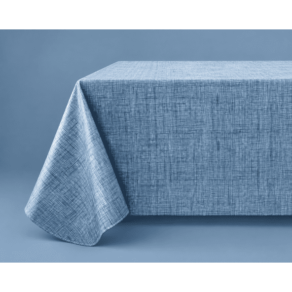 60 x 102 Inch Blue Rectangular Tablecloth, Linen Textured Fabric Table Cover for Dining Table, Kitchen, Wedding, Party and Events